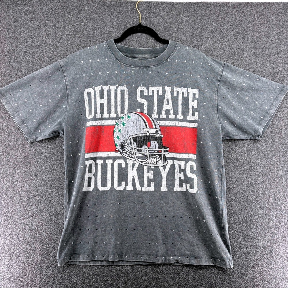 Gameday Couture Ohio State Buckeyes Rhinestone Distressed‎ T Shirt Women's Small
